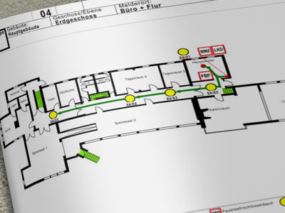 Linienlaufkarten für Brandmeldeanlagen